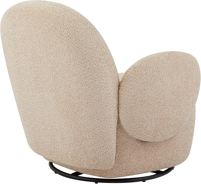 GDFStudio Modern Accent Swivel ChairUpholstered Lounge Chair with 360° Rotation Compact Design Eucalyptus and Steel Frame Fiber Foam Cushion Arm &amp Back KD Assembly for Living RoomBeige