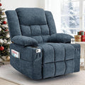 Adult 360° Swivel Recliner Chair with Massage and Heating Functions Suitable for Nurseries Features a Cup Holder and Manual Seat Adjustment Ideal for Living Rooms and Bedrooms (Fabric Blue)
