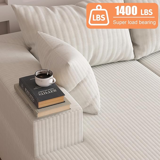 108Modern Sectional SofaModular Convertible L-Shape SofasUpholstered Couches with Deep SeatPet-Friendly Sponge Sofa for Living Room BedroomSofa bed for small space (Beige Left Facing Chaise)