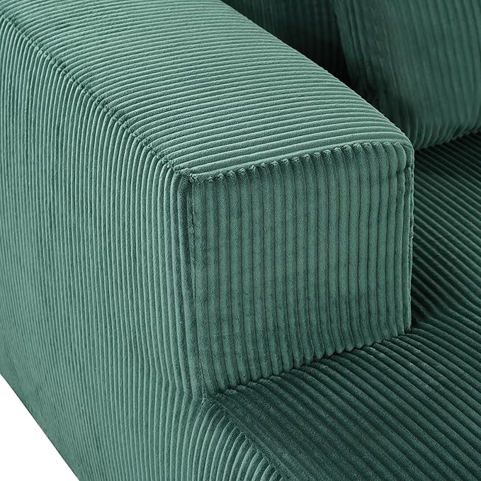 86-Inch Fluffy Corduroy Boneless Sleeper Daybed Loveseat Double Recliner Chaise Lounge Sofa Couches Floor Cloud Sofa Chaise W/4 Pillows for Home Apartment Living Room