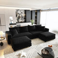 102.4'' Oversized Corduroy Couch Modular Sectional Sofa with 2 Ottomans Upholstered 4 Deep Seat U Shape Sofa Convertible Cloud Couches with Chaise Lounge for Living Room Apartment Black