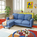 YESHOMY Couches for Living Room Sofa with Movable Ottoman Small Couch with Reversible Chaise and Side Pockets L Shaped Couch for Small Space Apartment (Linen Fabric Blue)