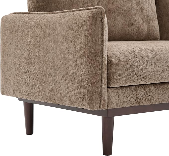 Christopher Knight Home Brena Modern Fabric Upholstered Loveseat Sofa Wooden 2 Seater Sofa Couch with Deep Seat Comfy Cloud Couch for Living Room Bedroom Home Office Brown