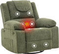 360° Swivel Rocking Recliner Chair Upholstered Linen Glider Nursery Chair with Side Pockets Comfortable Lazy Recliner Single Sofa for Living Room &amp Small SpacesGreen