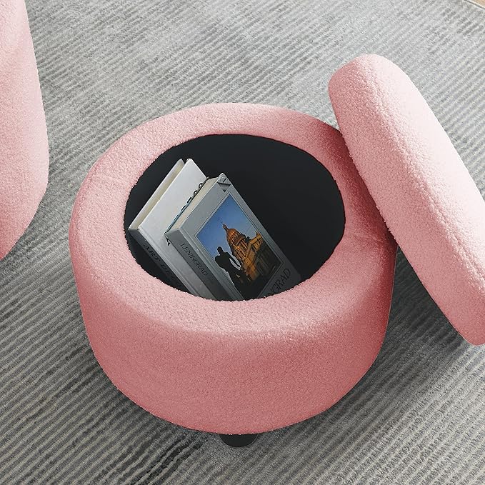 Swivel Barrel Chair Living Room Swivel Chair with Round Storage Chair 360 ° Swivel Club Chair Nursery Bedroom Office Hotel with upholstered Modern Armchair Teddy Fabric