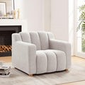 VANOMi Oversized Accent Chair Modern Living Room Chairs Comfy Boucle Fabric Upholstered Armchair for Bedroom Office Waiting Room (Beige)
