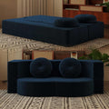 2-in-1 Full Size Convertible Floor Sleeper Couch Sofa Bed78”Folding Boneless Large Futon Loveseat Sofa with 2 Pillows Foam-Filled Compression Guest Couches Bed for Living Room (Blue)