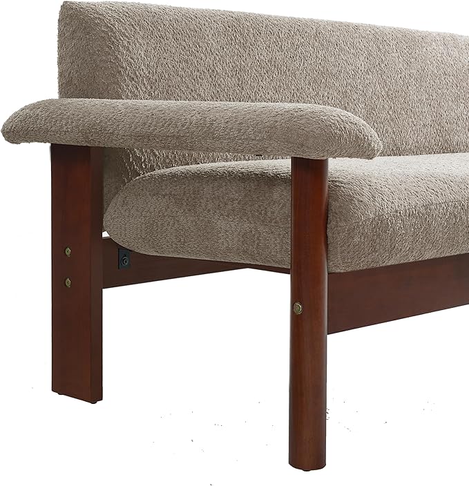 Christopher Knight Home Vincenzo Large Couch Chair Berber Fleece Sofa Upholstered Loveseat Soft Pillow Armchair Rubberwood Legs Couch 72.8 Loveseat Reading Sofa for Living Room Home Rest Brown