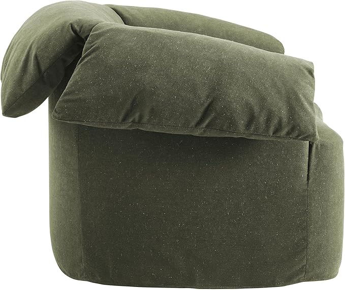 Modway Lark Oversized Accent Chair in Sage Fabric – Upholstered Modern Armchair with Down Blend Cushions – Slipcovered Chair for Living Room or Reading Nook