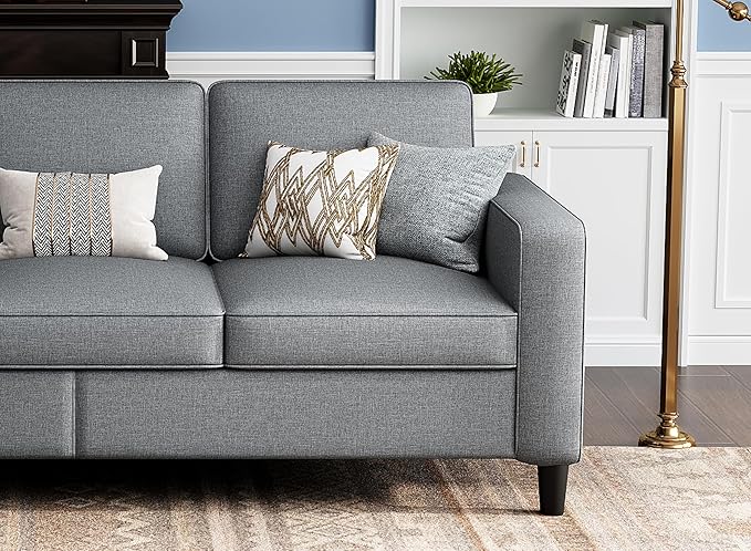 Sectional Sofas Couches for Living Room Convertible L Shaped Couch | Sofa with Ottoman Washable Sofa Covers 78 Small Couch Grey Linen Fabric 3 Seat Storage Couch