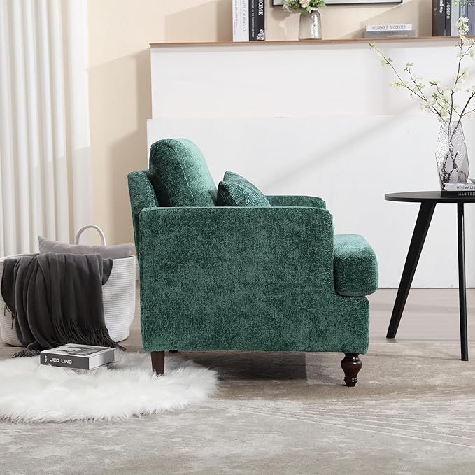 KEIKI Mid Century Modern Accent Chair for Living Room Single Sofa Armchairs with Studded Solid Wood Frame for Bedroom Reading