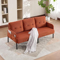 KEIKI 67 Corduroy Loveseat Sofa with Double Side Pockets &amp High Resilience Cushion Modern Style Upholstery Oversized 2-Seater Couch with Metal Legs Easy Assembly for Living Room Orange