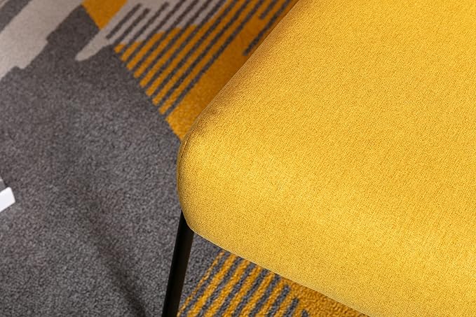 Wire Metal Frame Slipper Chair Armless Accent Chair Lounge Chair for Living Room Bedroomfor Boys Girls Home OfficeYellow Linen