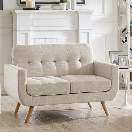 Rosevera Elena Contemporary Accent Armchair with Linen Upholstery Living Room Furniture Beige