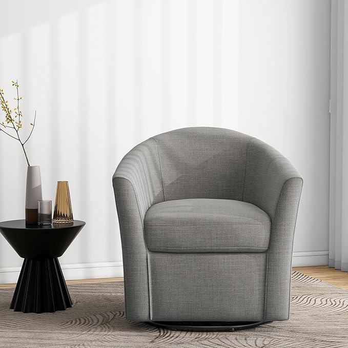 Swivel Accent Chair Armchair Modern Round Single Sofa Seating Comfy Reading Barrel Chairs for Living Room Bedroom (Coffee Set of 2)
