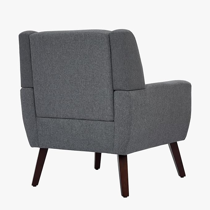 Accent Chair Comfy Mid Century Modern Small Armchairs with Solid Wood Frame and Soft Cushion for Living Room Bedroom (GreySet of 1)