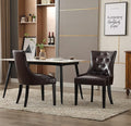 Dark Brown Bounded Leather Dinng Chair Living Room Chair2 pcs Set