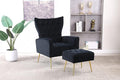 Modern Accent Chair with Ottoman Comfy Armchair for Living Room Bedroom Apartment Office (Black)