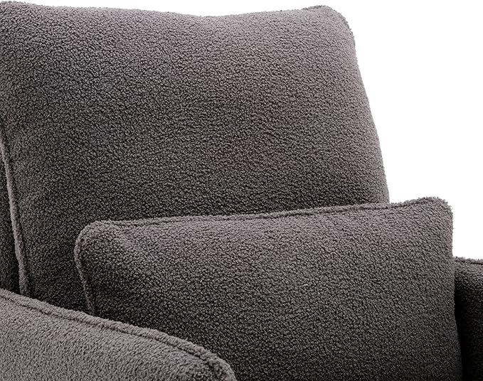 Modern Comfy Leisure Accent Chair Teddy Short Plush Particle Velvet Armchair with Lumbar Pillow for Living Room