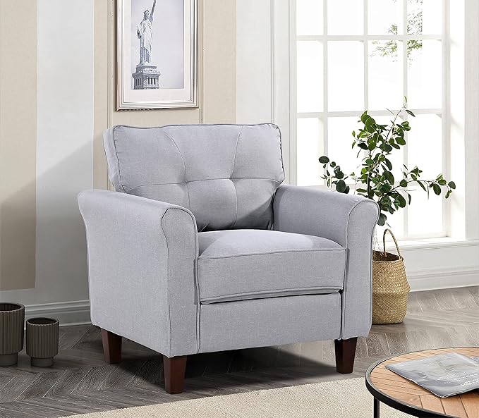 Kouchok Living Room Modern Side Reading Sitting Side Club Upholstered Velvet Accent Chair for the Bedroom Nursery Kids Room and Home Office in Dark Grey 31.4 Width Light Gray