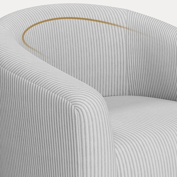 Yaheetech Accent Barrel Chair Corduroy Fabric Club Chair Furry Sherpa Elegant Armchair with Cozy Soft Padded for Living Room Bedroom Reception Room Office Light Gray