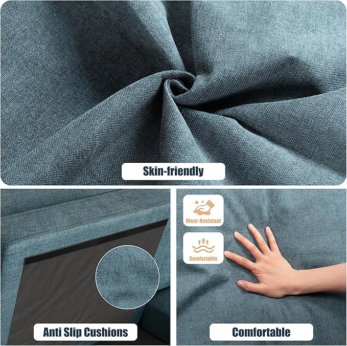 Meilocar Sectional Couches for Living Room 106 in U Shaped Couch Soft Sectional Sofa with Double Chaise Comfortable 4 Seat Sofa Couch (Blue) | Breathable Fabric Double Chaise