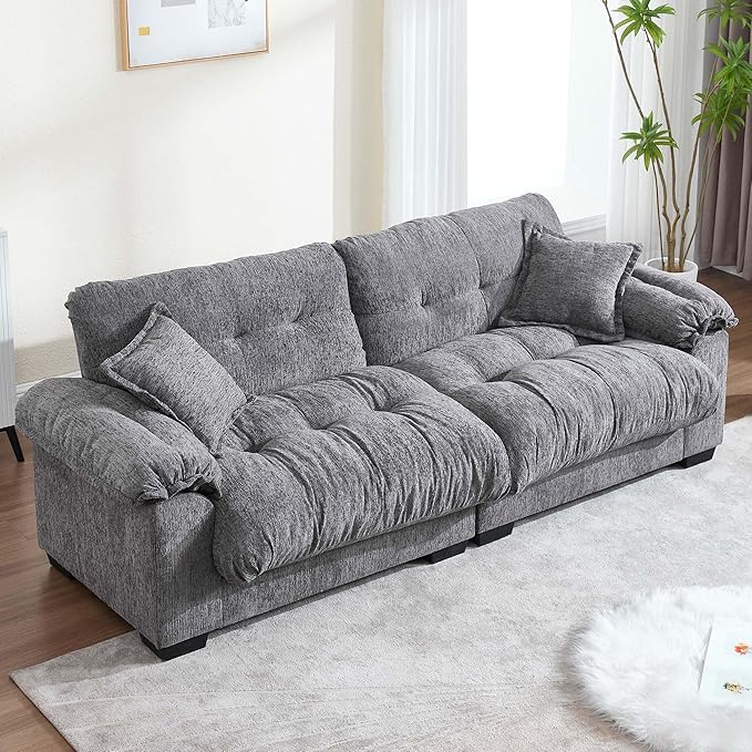 90.55 Cloud Couch Sectional Sofa for Living Room Modern Love Seat Sofa for Small Spaces 2 Seater Comfy Cloud Loveseat Small Sleeper Sofa Couch for Bedroom Grey