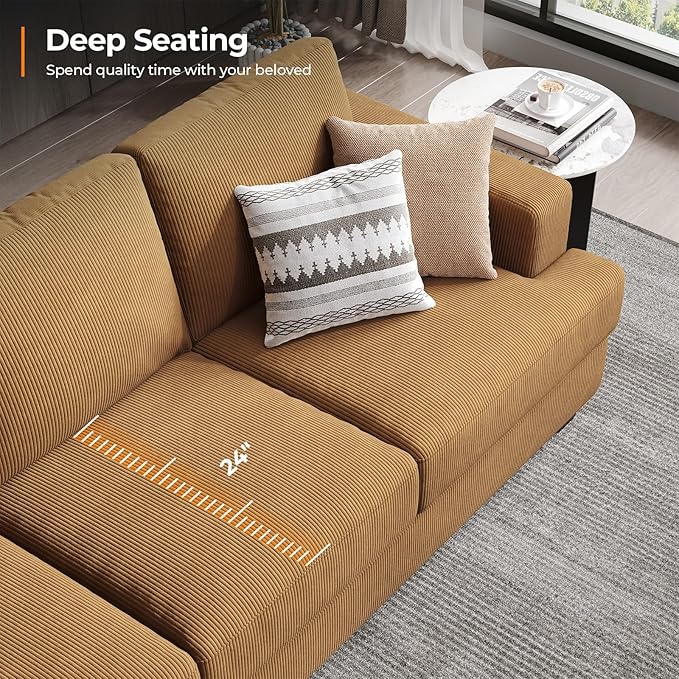Fadware Sofa Couch 3 Seater Sofa with Suppleness Armrests Fabric Deep Seat Sofa with Upholstered Cushion&amp Backrests Modern Comfy Couch for Living Room Apartment