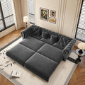 89 King Size Sectional Sofa Bed Couch with Mini Ottoman and 4 Pillows 3 in 1 Convertible Pull Out Sleeper Sofa with Tufted Back and Nail-Head Arm Gray