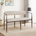 55 Metal Loveseat SetteeModern Upholstered Sofa with Iron FrameUpholstered Plush SeatingBrown Trim &amp Open Backrest Compact Design for Small SpacesLiving RoomBedroomApartmentsLoftsBeige