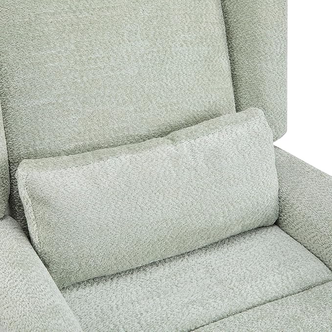 Christopher Knight Home Dolia Boucle Upholstered 360° Swivel Chair Push-Back Power Recliner Chair Iron Recliner Sofa with Rotation Living Room Lounge Sofa Adjustable Backrest Gold+Light Green