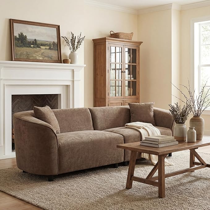 Christopher Knight Home Sabbo 87.50 Modern Sofa Couch Wooden Home Sofa Living Room Oversized Cloud Couch for Bedroom Home Office Brown