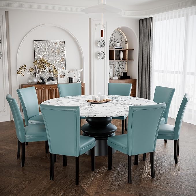 MODERION Parsons Solid Wood Dining Chairs Set of 6 with UP High Back Kitchen Chairs with Upholstered Seat Holds Up to 300 LbsAccent Chairs Easy Assembly Light Blue CY1331HL