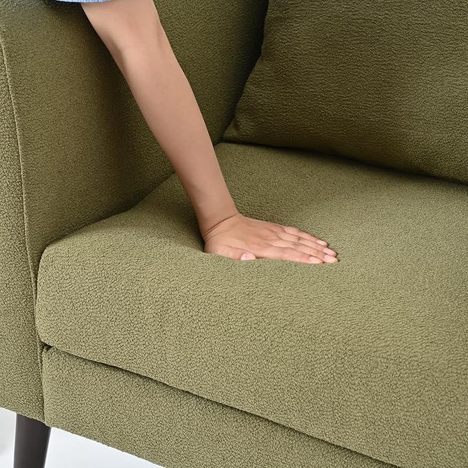 Barrel Chair Chenille Accent Chair Club ChairUpholstered Arm Chair with Solid Wood Legs Waist Pillow Padded Single Chair for Living Room/Bedroom/Study/Waiting Room