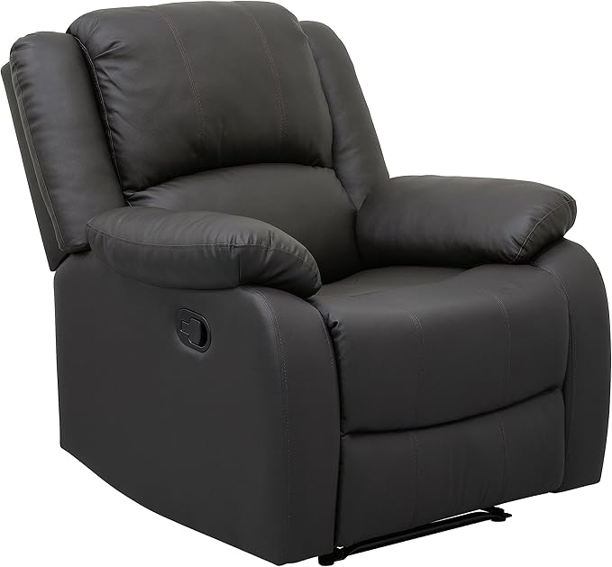 Lexicon Manual Recliner Sofa Chair Home Theater Seating Wall Hugger Manual Reclining Nursery Chair for Bedroom/Living Room/Office/Apartment Dark Brown Faux Leather