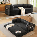 78.5'' Convertible Folding Sofa Bed – 4-in-1 Modular Floor Couch Corduroy Small Cloud Couch Compressed Foldable Sleeper Sofa King Size Futon for Bedroom Guest Room (Black-02)