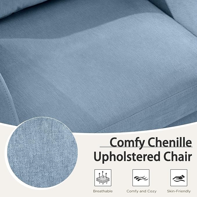 MELLCOM Oversized Swivel Accent Chair with Hidden Storage Comfy Chenille Fabric Upholstered Leisure Armchair with Lumbar Pillow and Side Pocket for Living Room Bedroom Reception Room and Office
