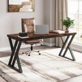 Tribesigns Writing Computer Desk 55 inch Heavy Duty Study Desk with Z-Shaped Metal Leg Modern Simple Home Office Computer Desk Rustic Brown
