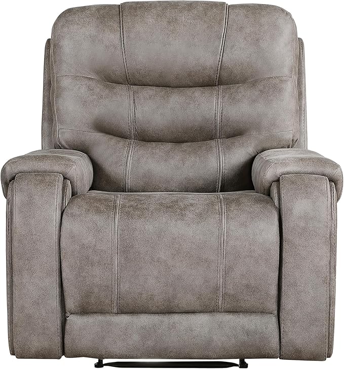 Lexicon Manual Recliner Chair Home Theater Seating Recliner Armchair Polished Microfiber Wall Hugger Manual Reclining Sofa Chair for Living Room/Office/Apartment Grayish Brown
