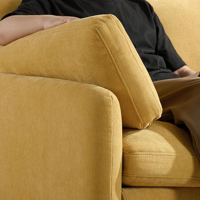 50*43 Oversized Chenille Single Sofa ChairWide and Deep Seat Accent ChairModern Upholstered Comfy ArmchairColor Blocking Couch Lounge with Pillows for Living RoomApartmentBedroom Yellow