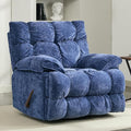 Oversized Recliner Chair Overstuffed Swivel Rocker with Extra Wide Seat &amp Breathable Fabric for Living Room (Manual Blue)