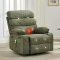 Massage Rocker Recliner with Heating360° Swivel Glider Recliner Chairs for AdultsLinen Nursery Chair with Side PocketTwo Cup Holders for Living Room Bedroom