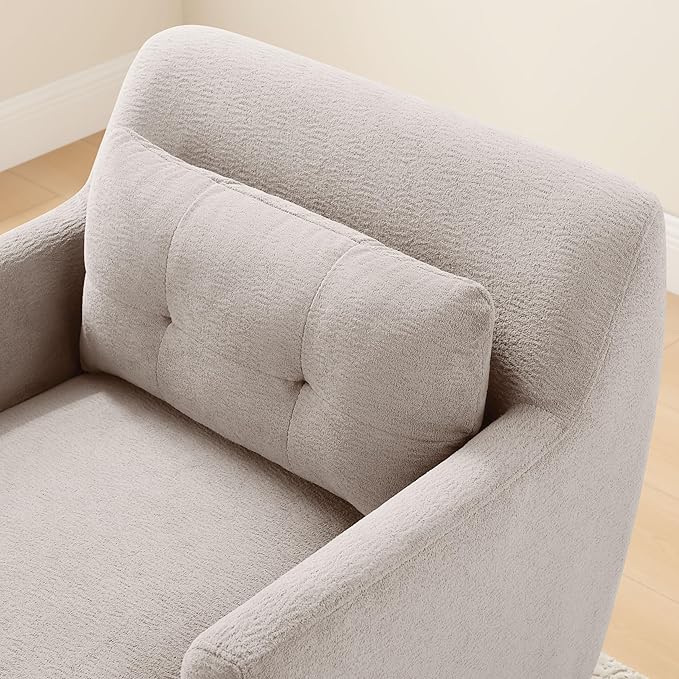 VANOMi Accent Chairs for Living Room 31 Oversized Armchair with Thick Cushion Terry Fabric Cozy Reading Chairs for Adults Bedroom Apartment Camel