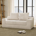 Modern Loveseat Sofa for Living Room 71 Cofy 3-Seater Couch Pull Out Sofa Bed with 2 Pillows Corduroy Boneless Convertible Couch for Small Space Apartment Beige