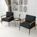 UIXE Metal Armchair Chenille Accent Chair for Living Room Modern Reading Arm Chair with Thicken Cushion - Black Set of 2
