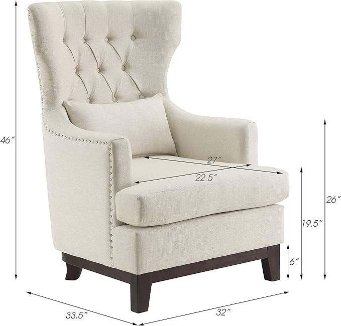 Lexicon Aurora 32 W Tufted Fabric Accent Chair Beige