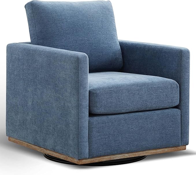 Aoiy &amp Wifon 30.7 W Swivel Accent Chair Mid Century Modern Swivel Chair for Living Room Comfy Small Accent Chair Wavy Chenille Blue