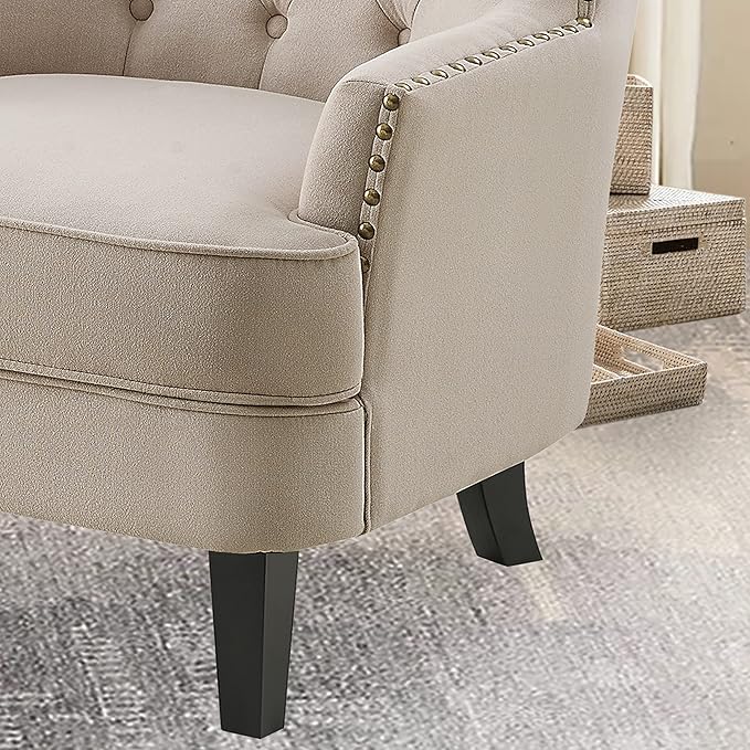 Rosevara Atlas Accent Chairs for Living Room &amp Bedroom Velvet Beige