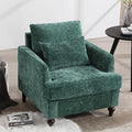 Modern Accent Chair Living Room Upholstered Chenille Armchair with Waist Pillow Single Sofa for Living Room Bedroom Office Emerald