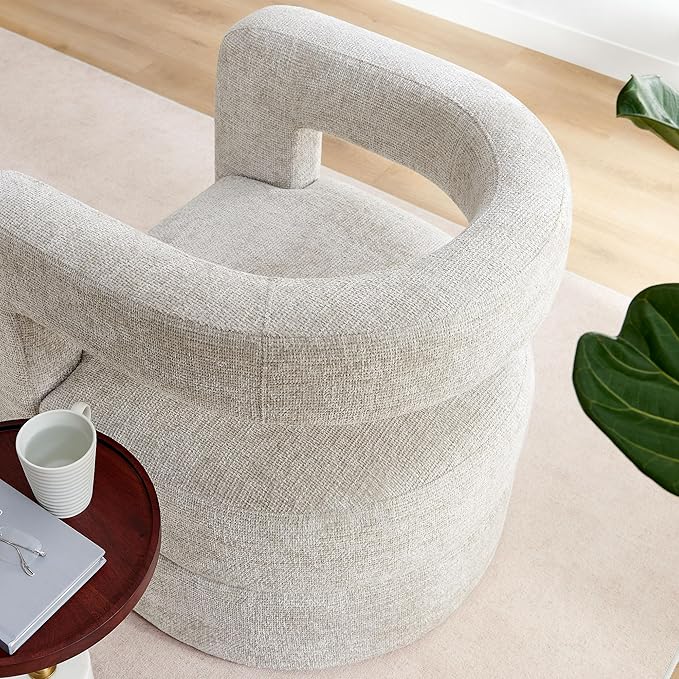 Modway Jaylin Chenille Accent Chair in Dove Gray - Upholstered Comfy Club Chair - Modern Soft Barrel Chair - Round Leisure Accent Chair with Curved Back for Living Room Bedroom Home Office